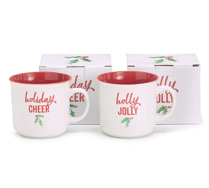 HOLIDAY CHEER AND HOLLY JOLLY MUG ASTD