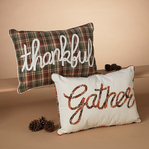 13" x 19" Fabric "Thankful" and "Gather" Pillow