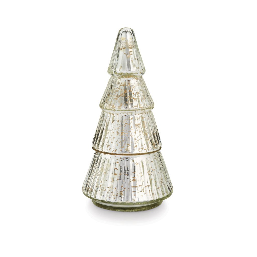 Balsam & Cedar Etched Mercury Glass Tree Candle