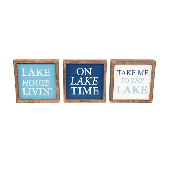Lake Life Wood Frame Block Sign