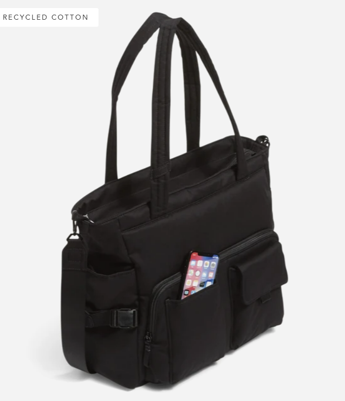 Utility Tote Bag PATTERN Recycled Cotton Black