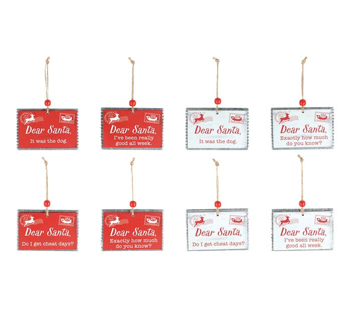 DEAR SANTA LETTER ORNAMENT ASSORTMENT