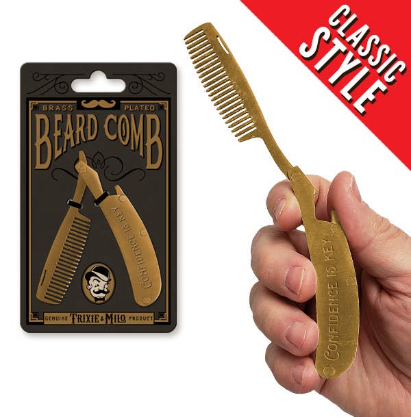 Trixie & Milo - FOLDING BEARD COMB brass plated
