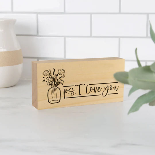 P.S. I LOVE YOU WOOD BLOCK DÉCOR