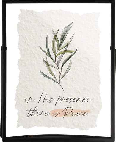 IN HIS PRESENCE THERE IS PEACE GLASS SIGN FRAMED ART