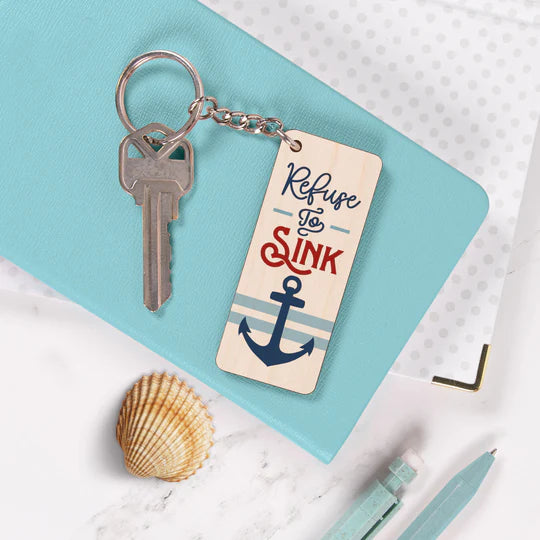 REFUSE TO SINK MAPLE VENEER KEYCHAIN