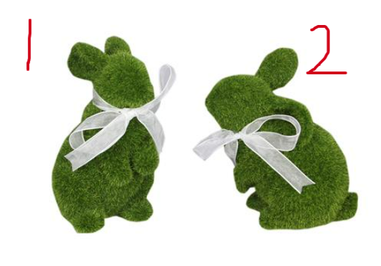 RESIN FLOCKED GREEN RABBIT