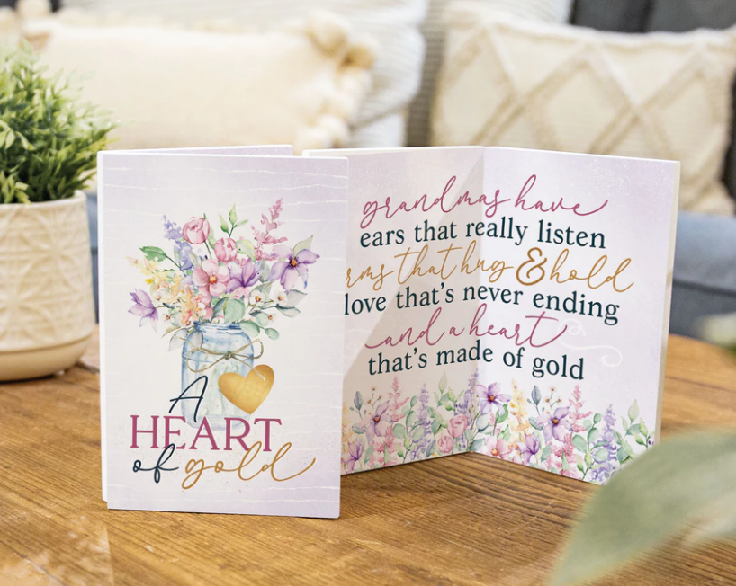 A HEART OF GOLD WOODEN KEEPSAKE CARD