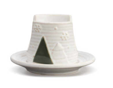 Snow Day Ceramic Soap and Sponge Holder