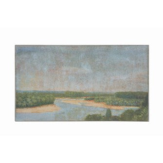 18-1/4"L x 10"H Canvas Wall Decor w/ Vintage Reproduction River Landscape