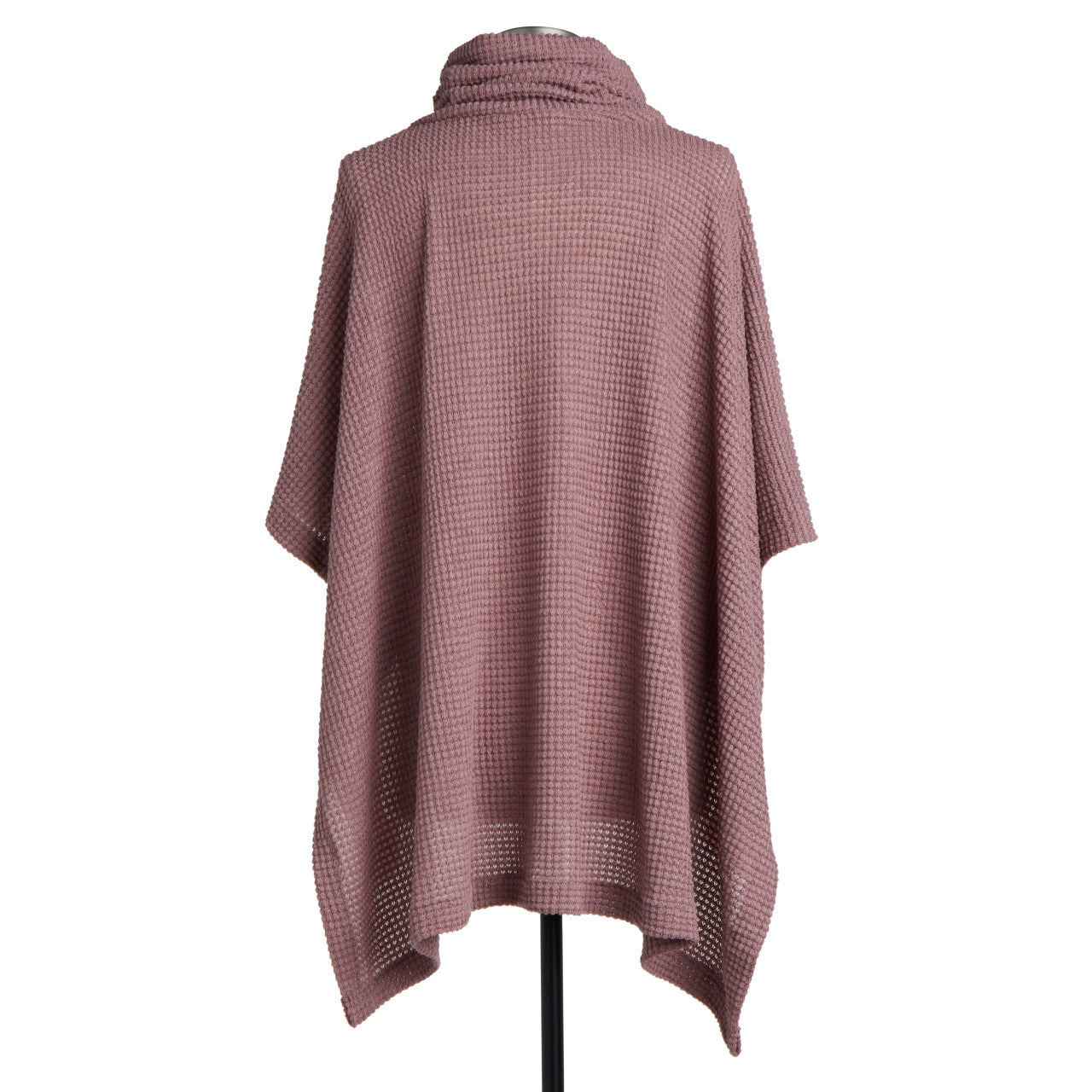 Waffle Knit Poncho - Dusty Rose
