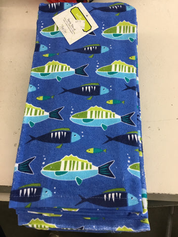 Blue fish kitchen towel