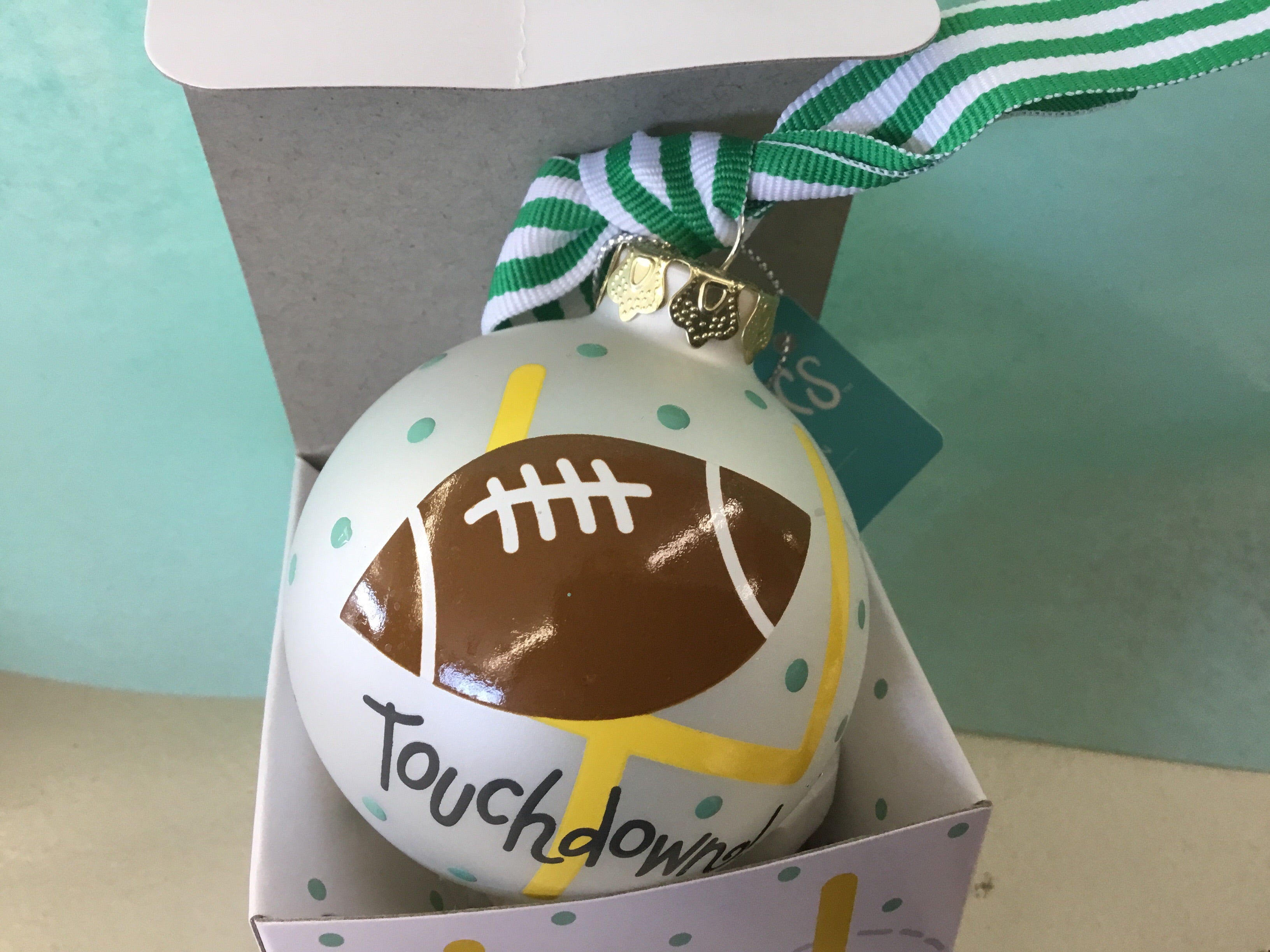 Football Glass Ornament