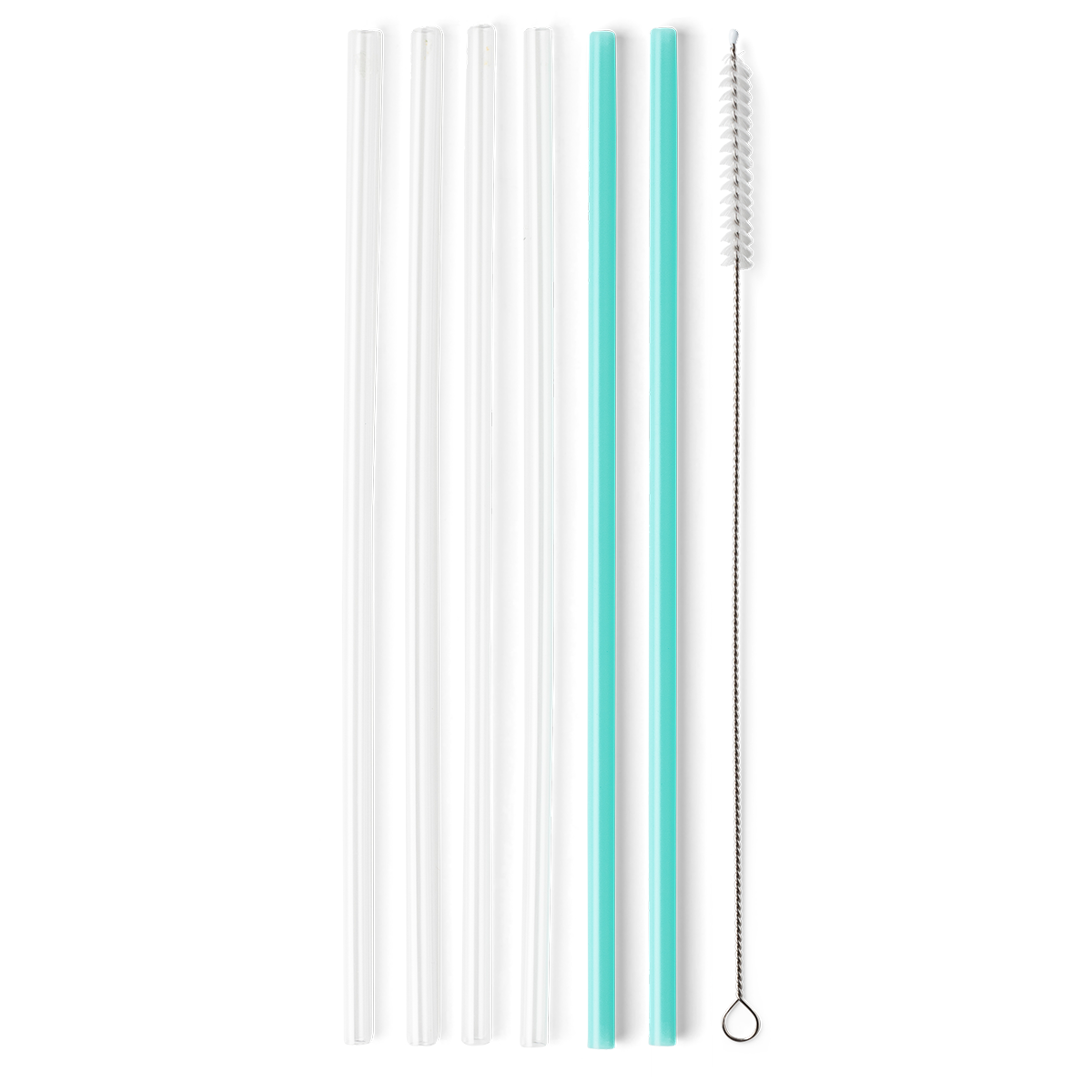 Clear + Aqua Reusable Straw Set (Tall)