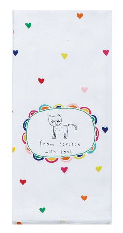Cat Love From Scratch With Love Cotton Dish Tea Towel