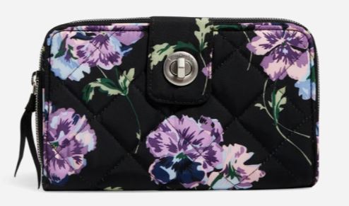 RFID Turnlock Wallet Floating Plum Pansies