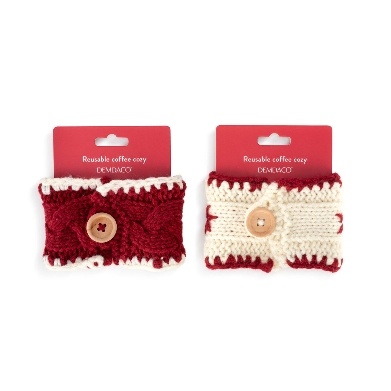 Red White Knit Cup Cozie Program