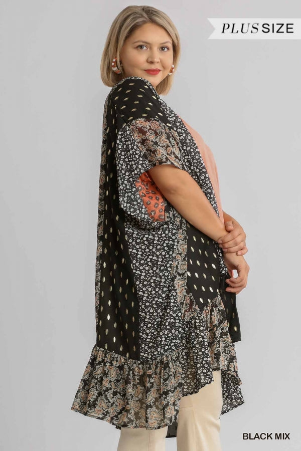Sheer Mixed Print Kimono