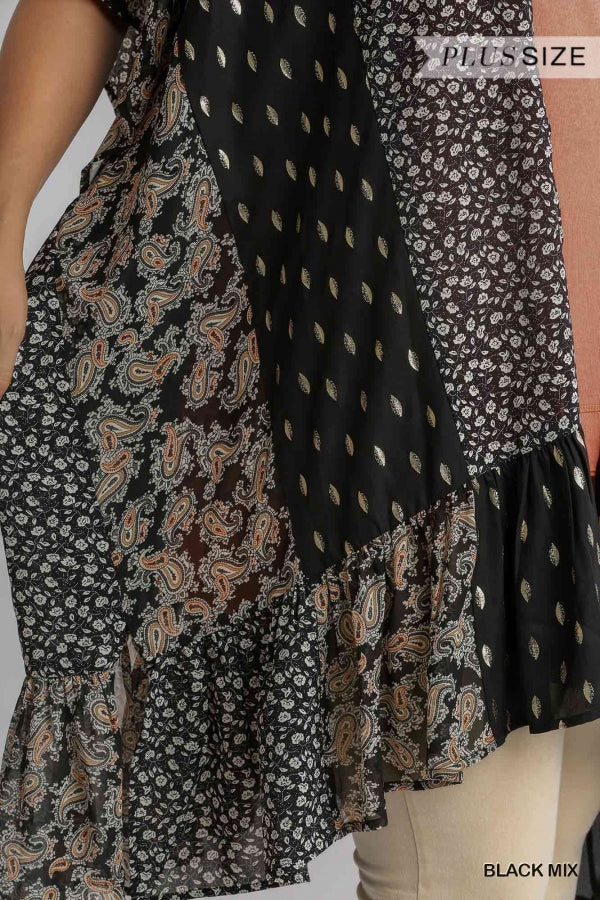 Sheer Mixed Print Kimono