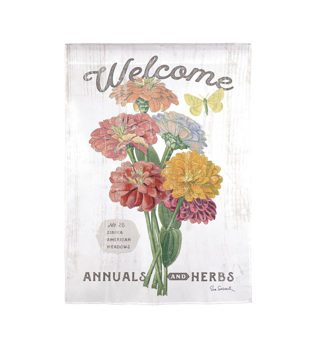 Welcome Zinnias Garden Strie Flag