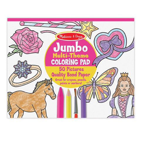 s Jumbo 50-Page Kids' Coloring Pad - Horses, Hearts, Flowers, and More