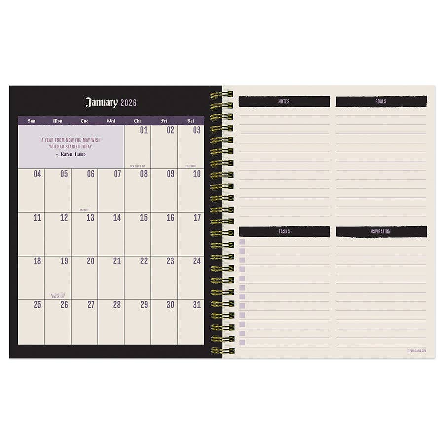 2026 Pretty Kitty Medium Weekly Monthly Planner