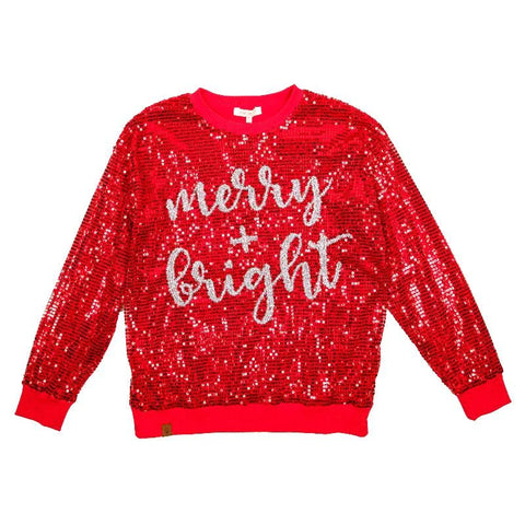 MERRY AND BRIGHT RED SEQUIN SWEATER