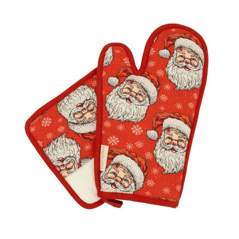 Santa Oven Mitt and Potholder Set
