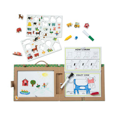 Natural Play: Play, Draw, Create Reusable Drawing & Magnet Kit - Farm