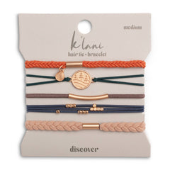 "Discover" Gold Pine Tree Charm Hair Tie Bracelets: Medium