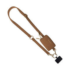 Save The Girls - Clip & Go Brushed Vegan Leather Phone Lanyard - Rfid Pouch: Brown - Brown Pouch