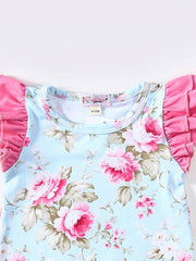 Clover Cottage - Rosy Aqua Baby Romper