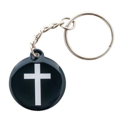 Tap To Pray® Acrylic Keychain-Black + Cross