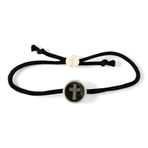 Tap To Pray® Survivor Series Bracelet-Onyx + Cross