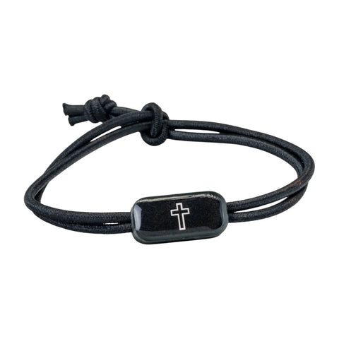 Tap To Pray® Survivor Series Tactical Bracelet-Onyx + Cross