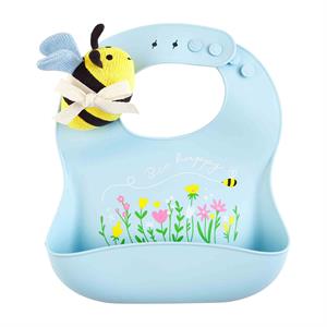 Blue Bee Bib & Rattle Set