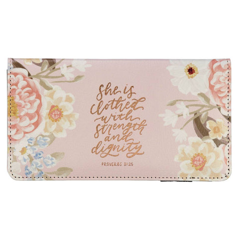 Christian Art Gifts - Checkbook Wallet Pink Strength & Dignity Prov. 31:25