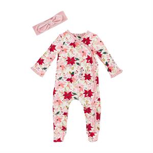 Poinsettia Sleeper & Headband Set