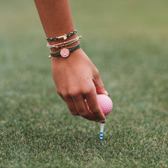 "Tee Time" Green and Pink Hair Tie Bracelets with Removable Ball Marker: Large