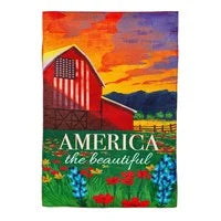 America The Beautiful Burlap Garden Flag