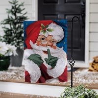 Traditional Santa Portrait Burlap Garden Flag
