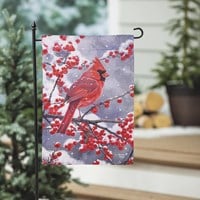 Red Cardinal Suede Garden Flag
