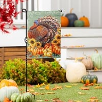 Grateful Gatherings Turkey Suede Garden Flag