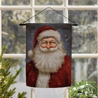 Joyful Santa Suede Garden Flag