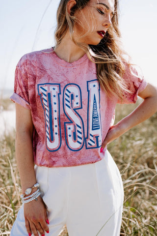 Fourth of July - USA Red Marble Tee