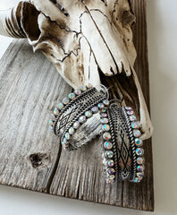 Western Stone Hoop Rhinestone Earrings 