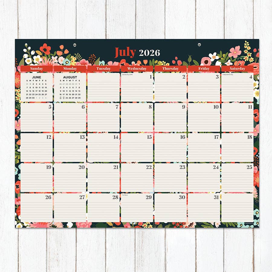 Bountiful Blooms Large Desk Pad Monthly Calendar