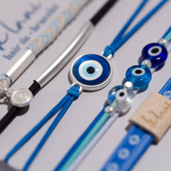 "Resist" Blue Evil Eye Hair Tie Bracelets: Medium