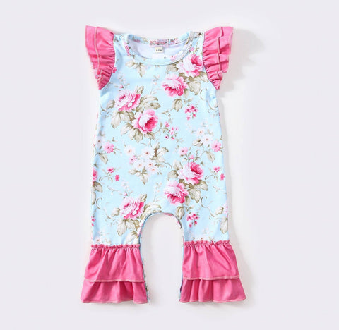 Clover Cottage - Rosy Aqua Baby Romper