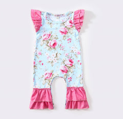 Clover Cottage - Rosy Aqua Baby Romper